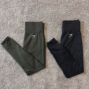 Gymshark Leggings Lot 2 Women’s Small Green & Black High Waisted Workout Activew